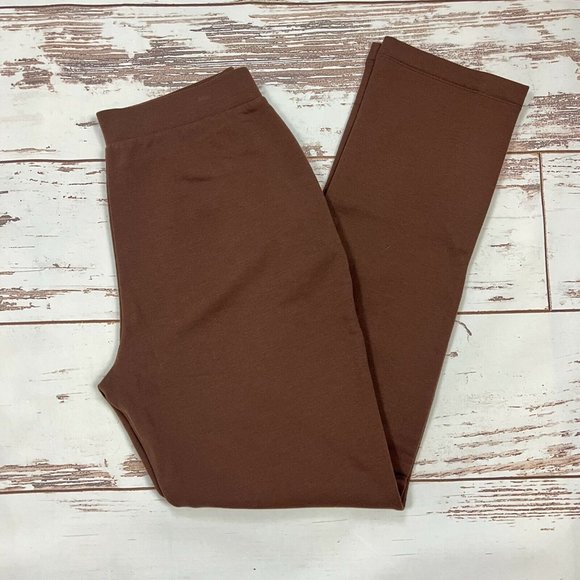 Lisa Rinna Collection Brushed French Terry Pants Size XS Slim Leg Coffee Pull On - Picture 4 of 11